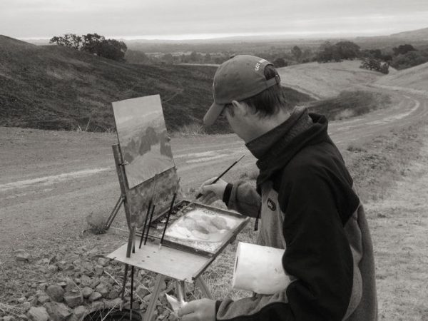 Dan Schultz painting outdoors in Sonoma County, California