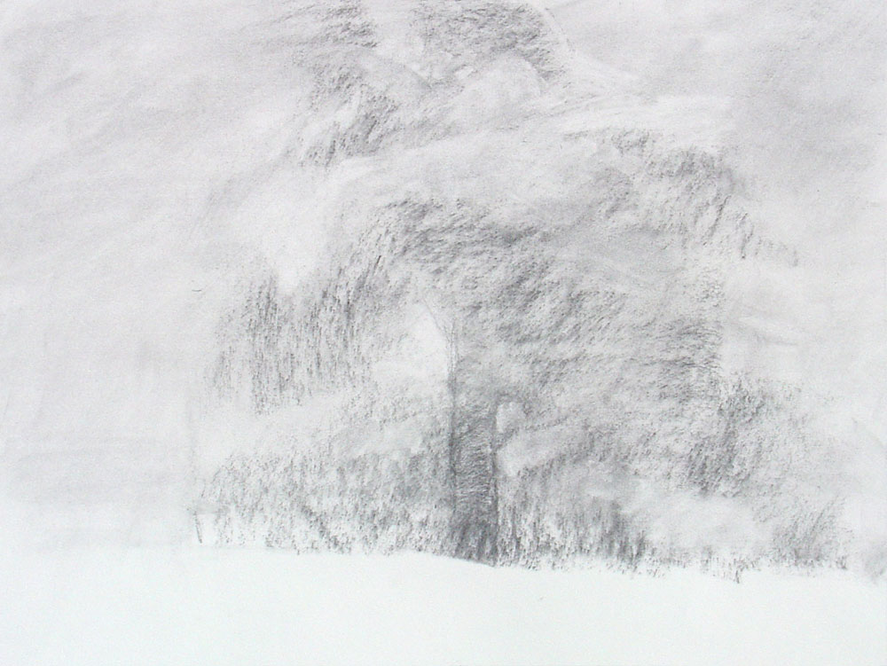 Step by Step Charcoal Drawing Demonstration of A Winter Morning -  DanSchultzFineArt