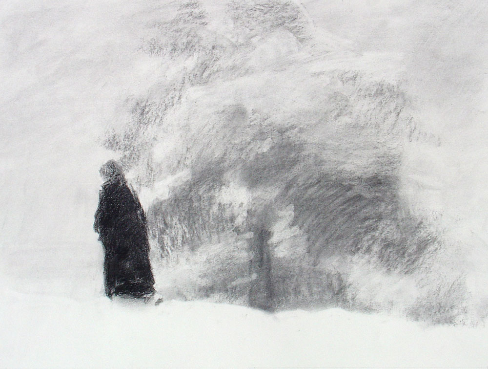 Step by Step Charcoal Drawing Demonstration of A Winter Morning -  DanSchultzFineArt