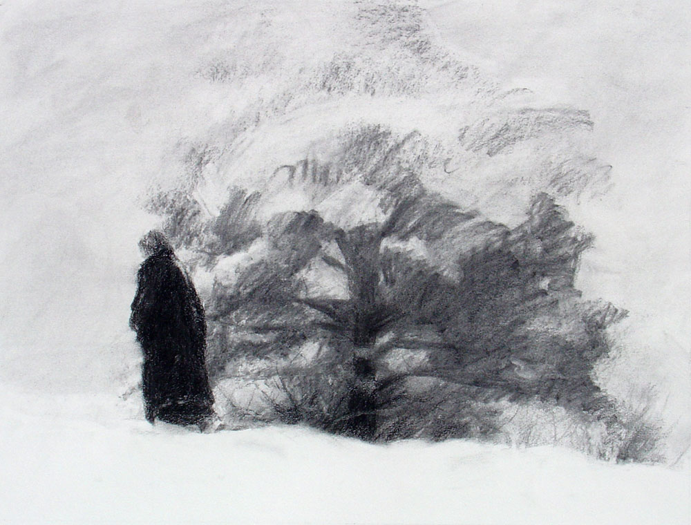 Step by Step Charcoal Drawing Demonstration of A Winter Morning -  DanSchultzFineArt