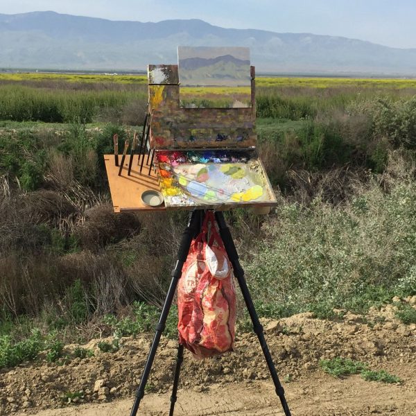 Dan Schultz's plein air painting easel on location in Kern County, California.