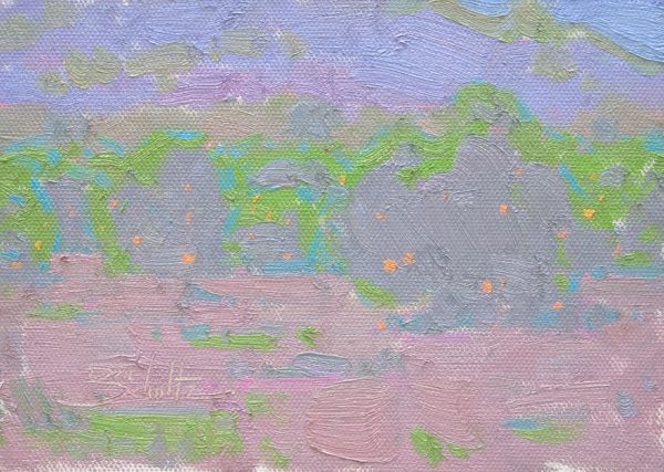 Orchard Color Study • 5x7 inches • Oil on Linen Panel • A one value, mono-value, color temperature exercise of an orchard scene.