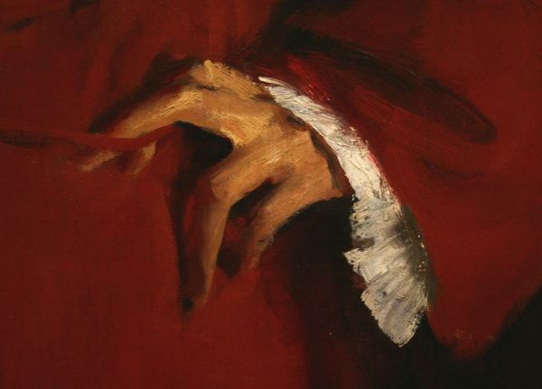 Hand detail of "Doctor Pozzi at Home" (1881) by John Singer Sargent. His works provide excellent examples of how to avoid overworking.