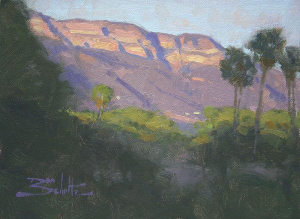Dan Schultz's evening painting "Fading Light" (6x8 inches, oil on linen panel).