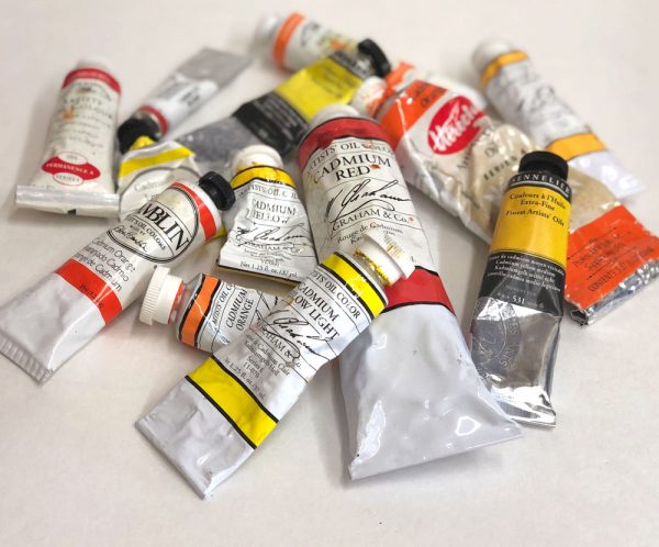 Cadmium oil paint tubes