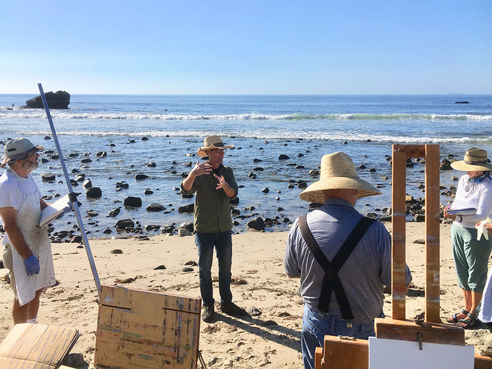 Plein air painting workshop with Dan Schultz in Malibu, California. Photo by Nicole Ferrante.