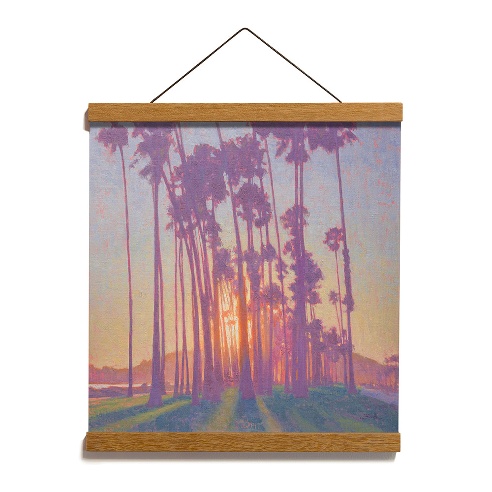 Santa Barbara Sunset, 12x12 Giclee Print by Dan Schultz with Teak Wood Magnetic Hanger