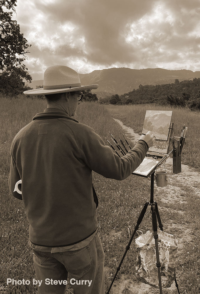 Dan Schultz painting outdoors in Ojai, California